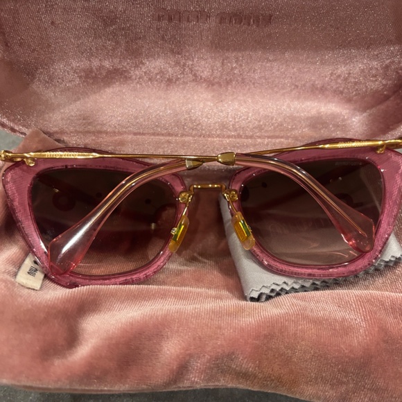 Miu Miu Glitter Sunglasses Pink Glitter - Picture 6 of 9